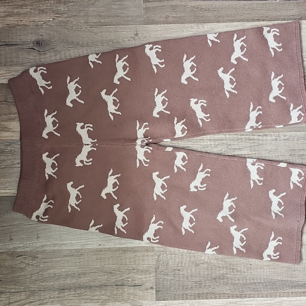 Modern Moments Tan Western Horses Knit Wide Leg Pants Girl's 4T